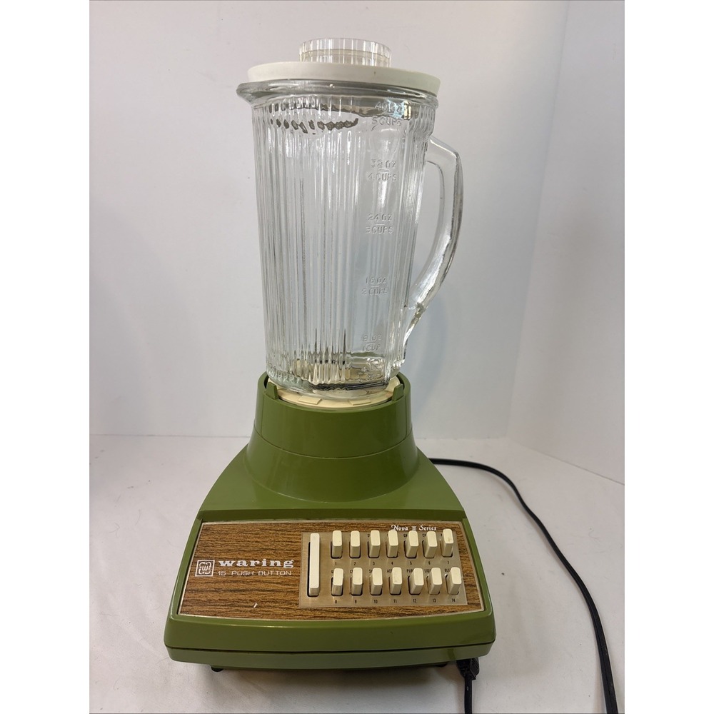 Vtg Waring Blender, 15 push Button 5 Cup Avocado Green Nova 2 Series 14 speed